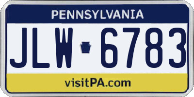 PA license plate JLW6783