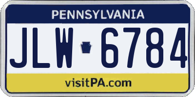 PA license plate JLW6784