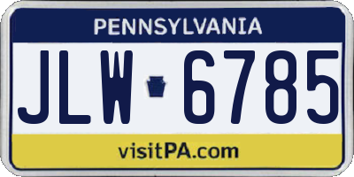 PA license plate JLW6785