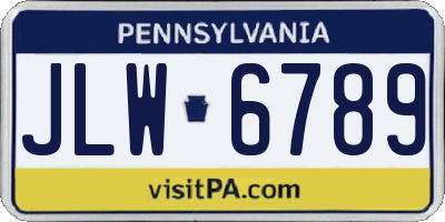 PA license plate JLW6789