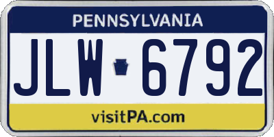 PA license plate JLW6792