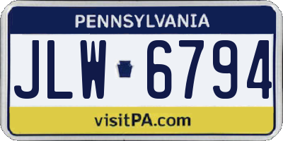 PA license plate JLW6794