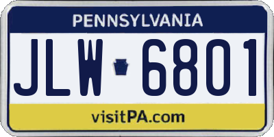 PA license plate JLW6801