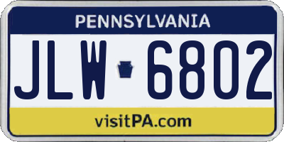 PA license plate JLW6802