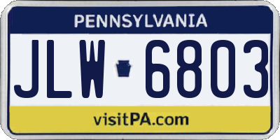 PA license plate JLW6803