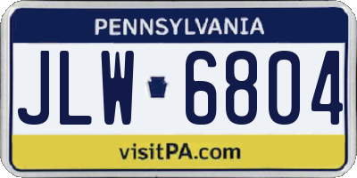 PA license plate JLW6804