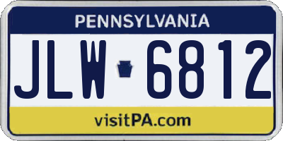 PA license plate JLW6812