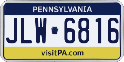PA license plate JLW6816