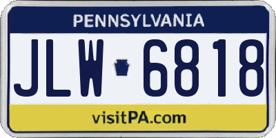 PA license plate JLW6818