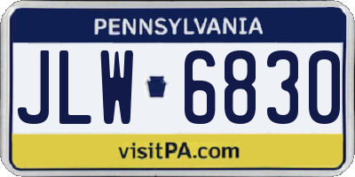 PA license plate JLW6830