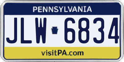 PA license plate JLW6834