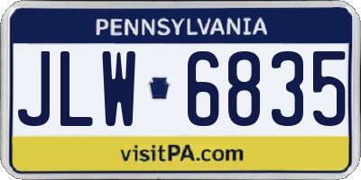 PA license plate JLW6835
