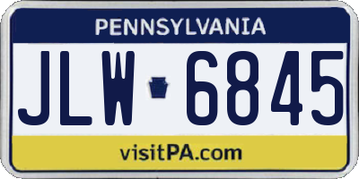 PA license plate JLW6845