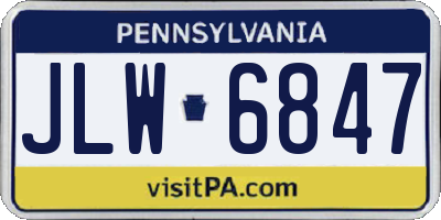 PA license plate JLW6847