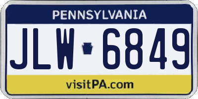 PA license plate JLW6849
