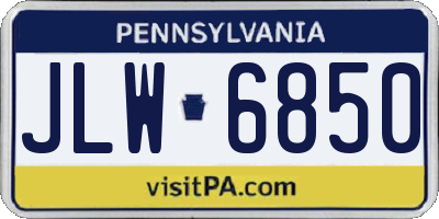 PA license plate JLW6850