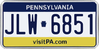 PA license plate JLW6851