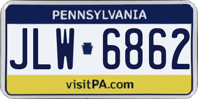 PA license plate JLW6862