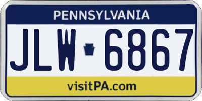 PA license plate JLW6867