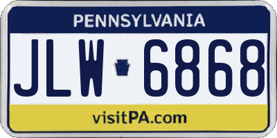 PA license plate JLW6868