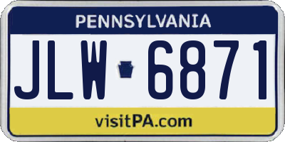PA license plate JLW6871