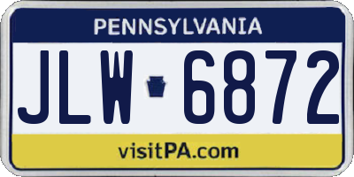 PA license plate JLW6872