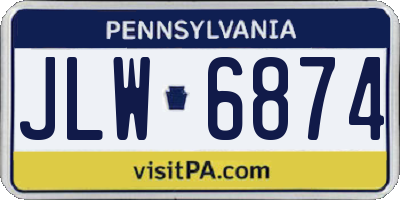 PA license plate JLW6874