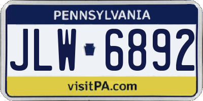 PA license plate JLW6892