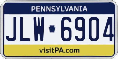 PA license plate JLW6904