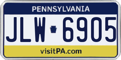 PA license plate JLW6905
