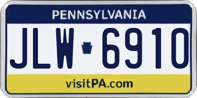 PA license plate JLW6910