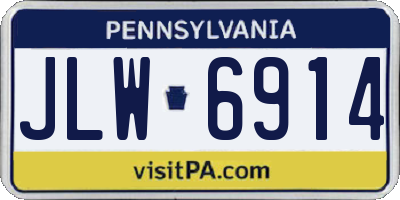 PA license plate JLW6914