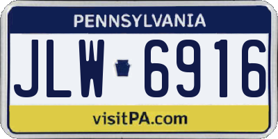 PA license plate JLW6916