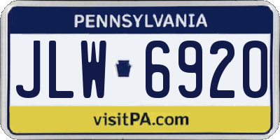 PA license plate JLW6920