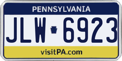 PA license plate JLW6923