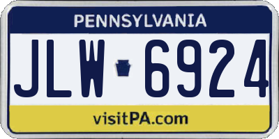 PA license plate JLW6924