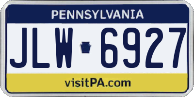 PA license plate JLW6927