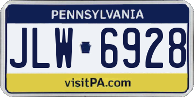 PA license plate JLW6928