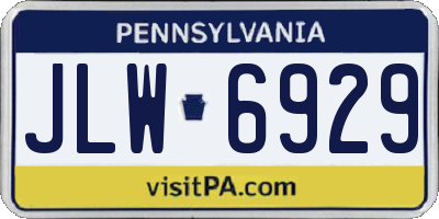 PA license plate JLW6929