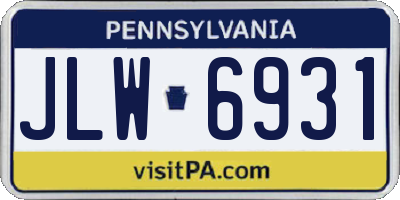 PA license plate JLW6931