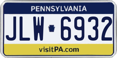PA license plate JLW6932