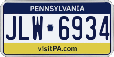 PA license plate JLW6934