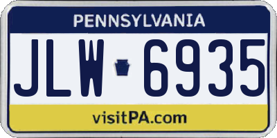 PA license plate JLW6935