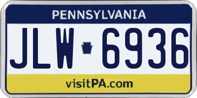 PA license plate JLW6936