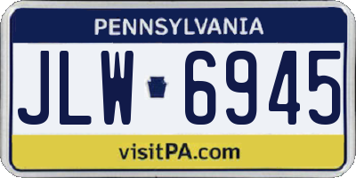 PA license plate JLW6945