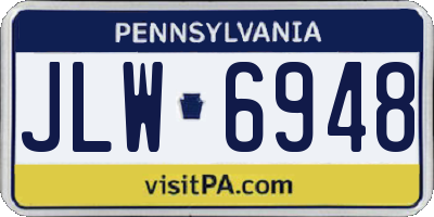 PA license plate JLW6948