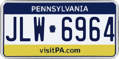 PA license plate JLW6964