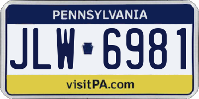 PA license plate JLW6981