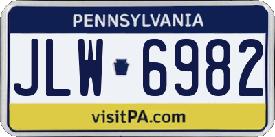 PA license plate JLW6982