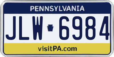 PA license plate JLW6984